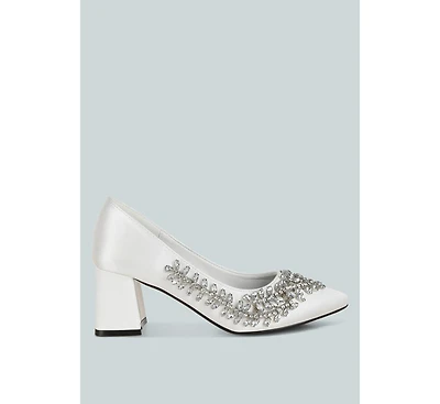 London Rag Abatina Satin Diamante Embellished Pumps