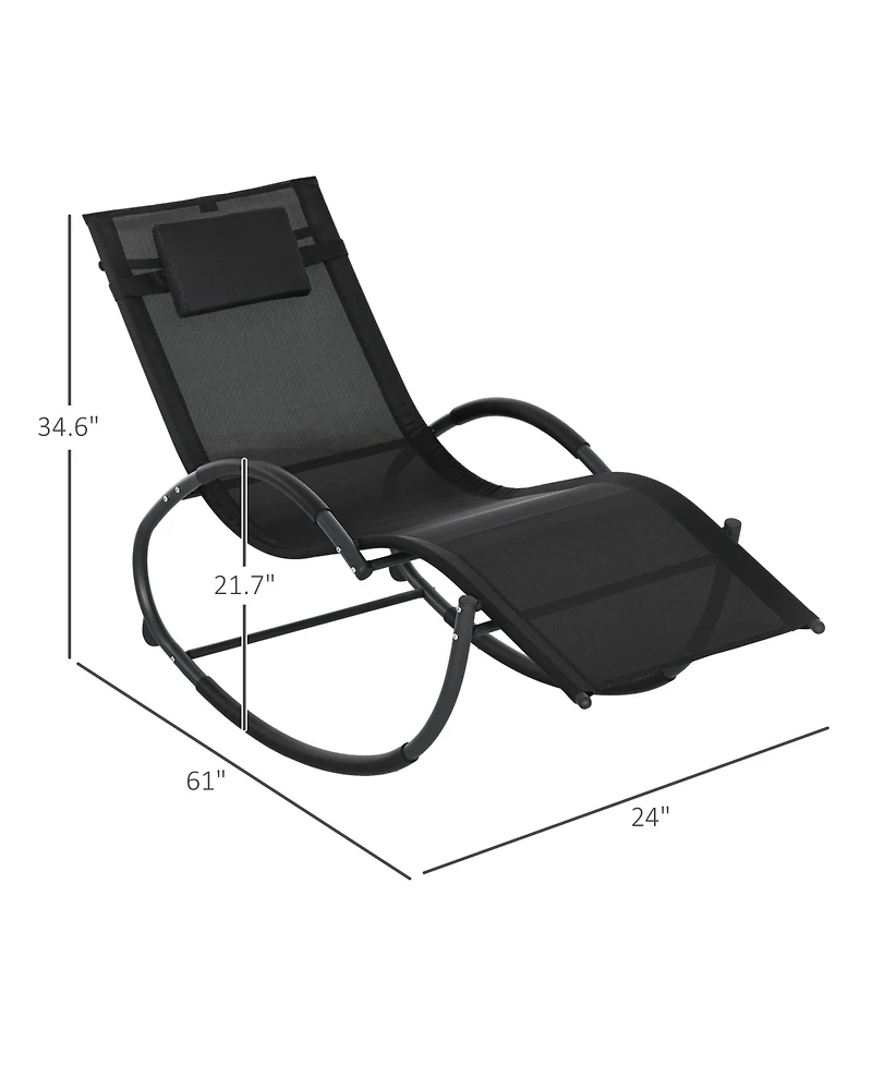 Outsunny Outdoor Rocking Chair Chaise Lounge Chair for Sun ning
