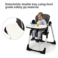Gouun Foldable Baby High Chair with Adjustable Height, Backrest, and Detachable Tray