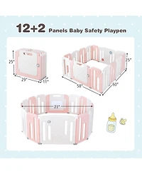 Gouun Kids 14 Panels Safety Activity Play Center with Drawing Board