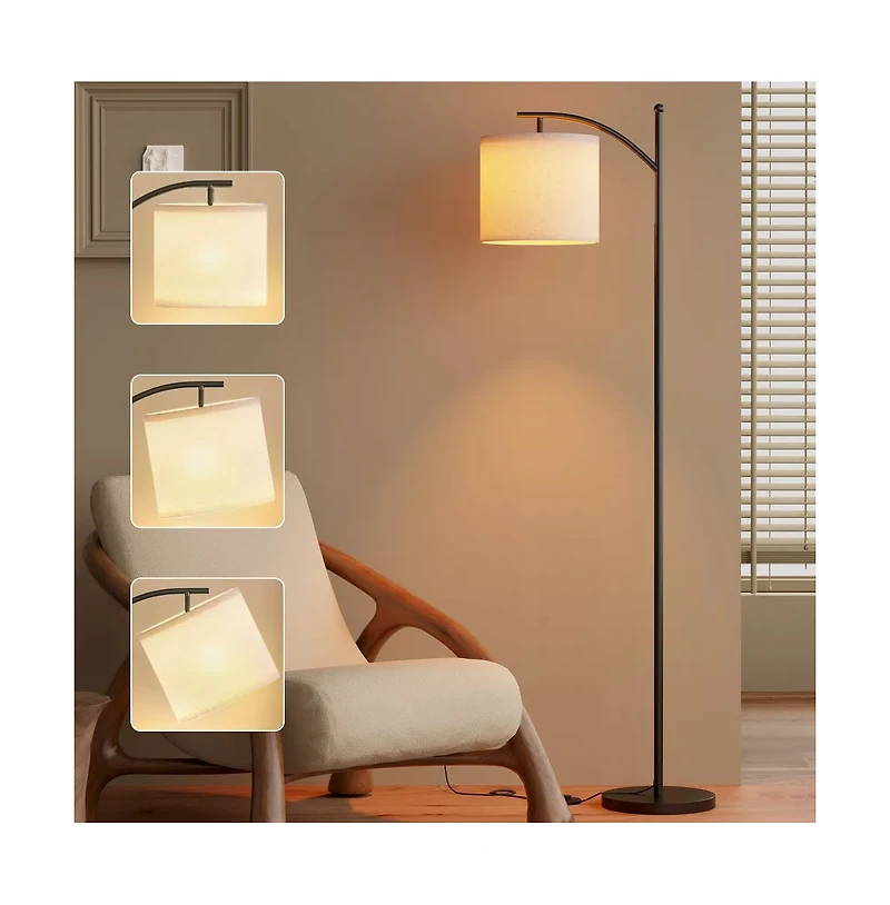 Sugift Metal Arc Floor Lamp with 3 Color Temperatures Led Bulb