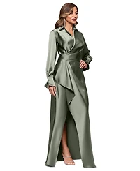 Xscape Women's Satin Shirtdress Gown