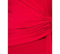 Xscape Plus One-Shoulder Draped-Detail Gown