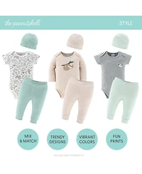 The Peanutshell Restful Basics Newborn Layette Set for Baby Boys and Girls, 30-Pieces, Green/Grey