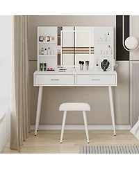 gaomon Makeup Vanity Desk, Vanity Mirror with Lights Desk and Chair