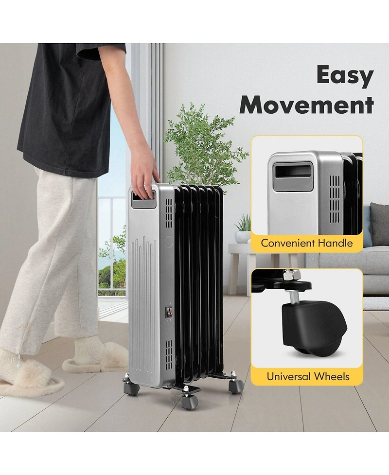 Gouun 1500W Portable Oil-Filled Radiator Heater for Home and Office