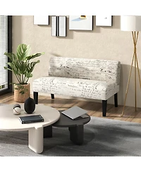 Gouun Living Room Wooden Leg Armless Loveseat Sofa
