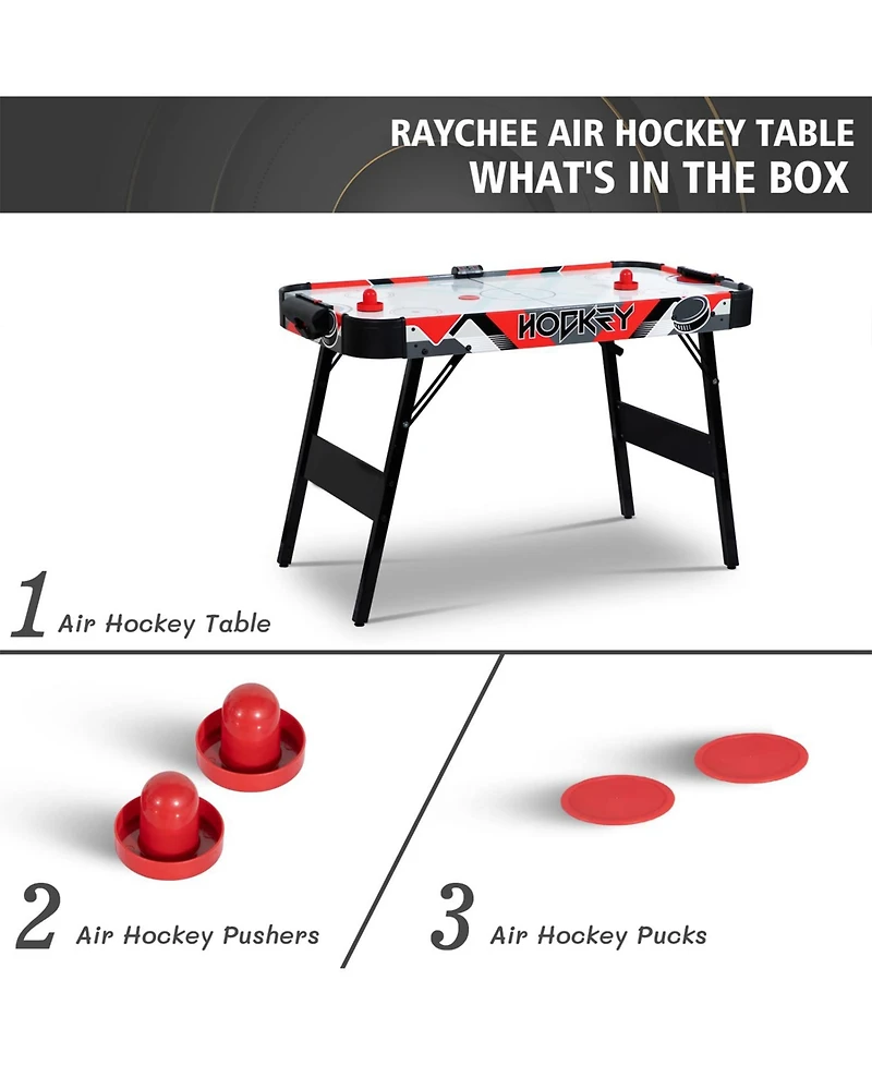 Sugift 48" Foldable Air Hockey Table, Mid-Size Indoor Game Table w/Led Scoreboard, Pushers & Pucks, Easy Assembly