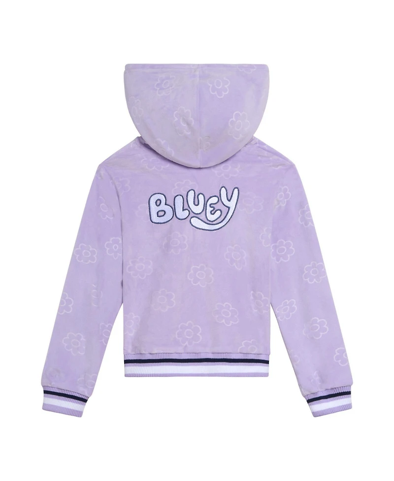 Bluey Toddler Girls Velour Zip Up Hoodie and Jogger Pants Outfit Set