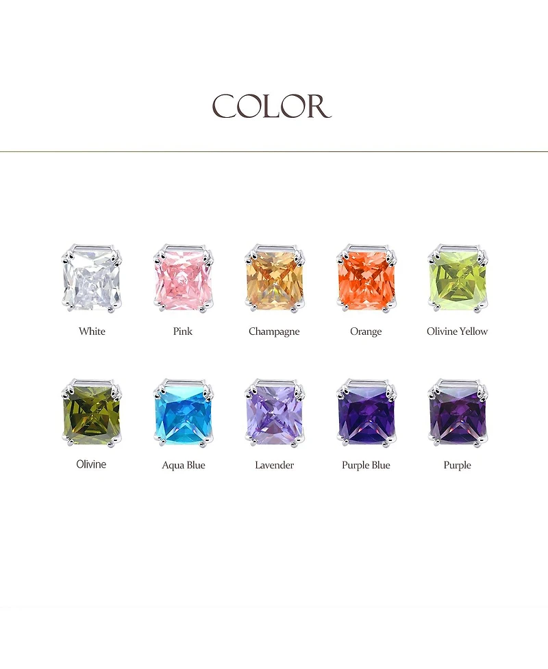 Bling Jewelry Rectangle Shape Statement 7CT Emerald Cut Cz Solitaire Clip On Stud Earrings Rhodium Plated Brass Non Pierced 14MM x 12MM