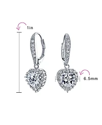 Bling Jewelry 4CT Cz Halo Heart Shaped Cubic Zirconia Dangle Lever back Earrings Invisible Cut Rhodium Plated