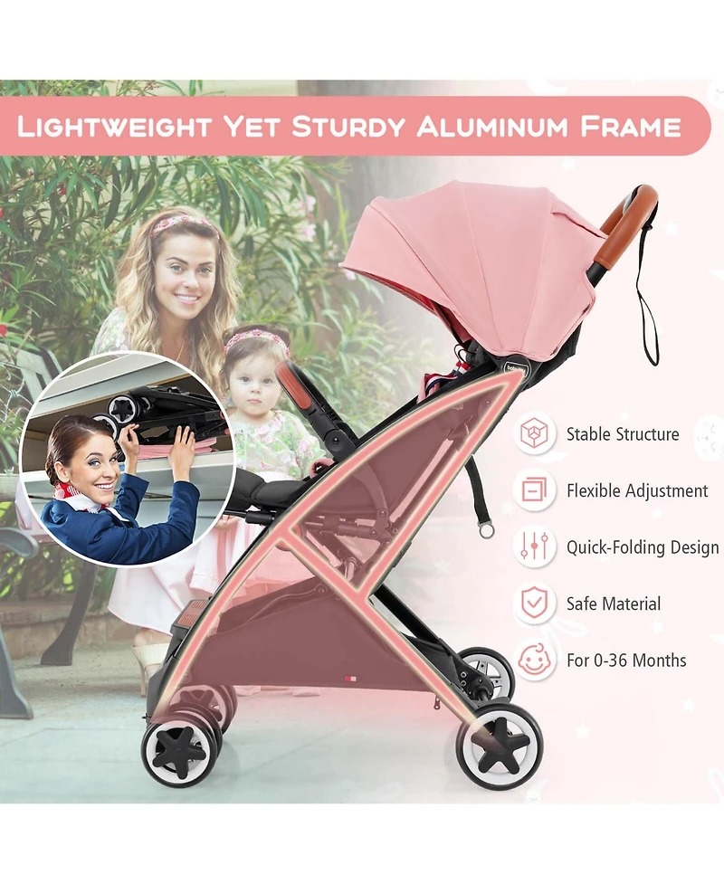 Costway Lightweight Stroller Aluminium Frame with Net for Travel 15 lbs