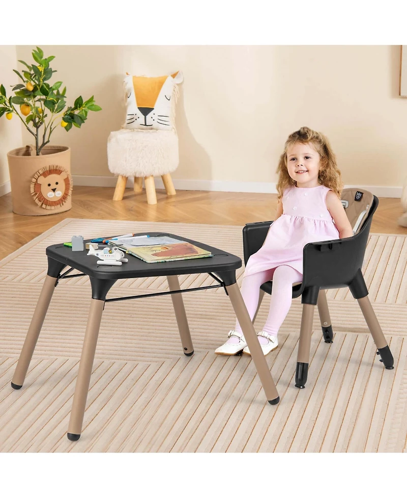 Costway Toddler 4 1 High Chair Convertible Table Set with Pu Cushion
