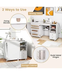 Folding Sewing Table Charging Station Multifunctional Sewing Machine Cart Table