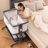 Gouun Baby Bassinet Bedside Sleeper with 6-Level Adjustable Height