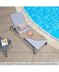 Gouun Outdoor Adjustable Chaise Lounge Chair with Lay Flat Position and Quick-Drying Fabric