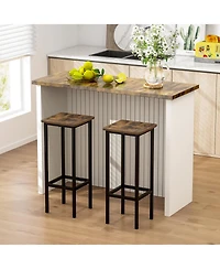 Gouun Set of 4 Bar Stool Set with Metal Legs and Footrest