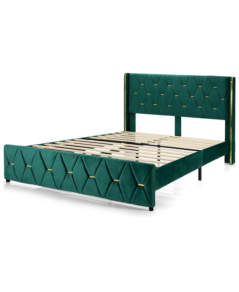 Gouun Full Size Upholstered Platform Bed Frame with Adjustable Headboard-Full Size