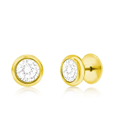 Metallo Stainless Steel Bezel-Set Cz Stud Earrings