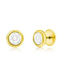 Metallo Stainless Steel Bezel-Set Cz Stud Earrings