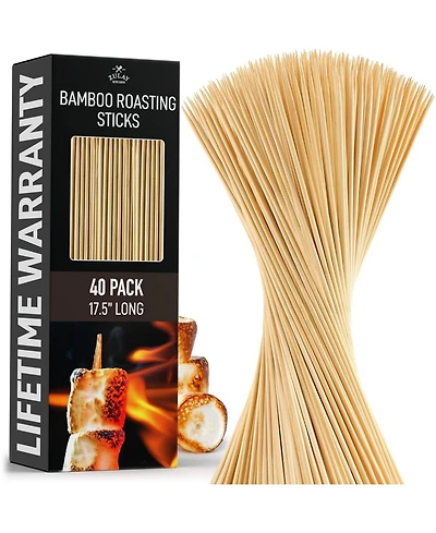 Zulay Kitchen Bamboo Marshmallow Roasting Sticks 17.5 inch - 40 Pack