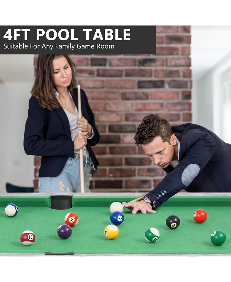 Mini Pool Table, Compact Billiard Game Table w/Balls, Cues & Accessories for Game Room or Living Room