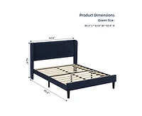 gaomon Queen Upholstered Bed Frame with Wingback Headboard, Luxurious Velvet Upholstery Platform Bed, Wooden Slat Support