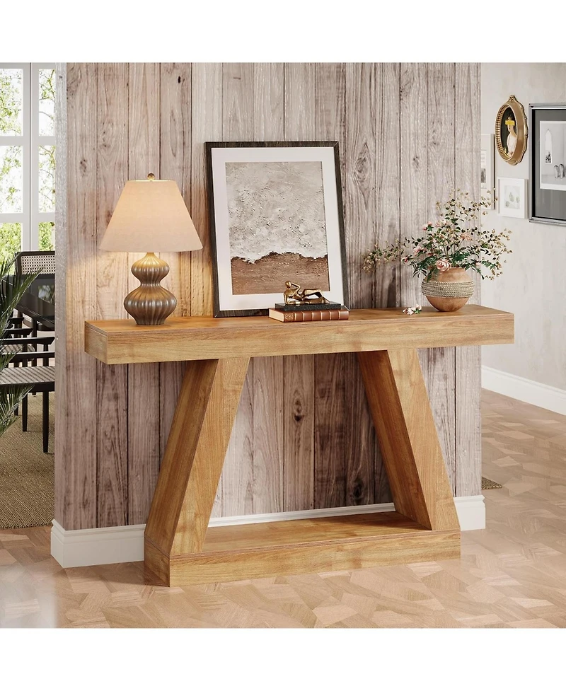Tribesigns Farmhouse Console Table, 55-Inch Rustic Sofa Table with Storage, Industrial Wooden Entryway Table for Hallway, Living Room