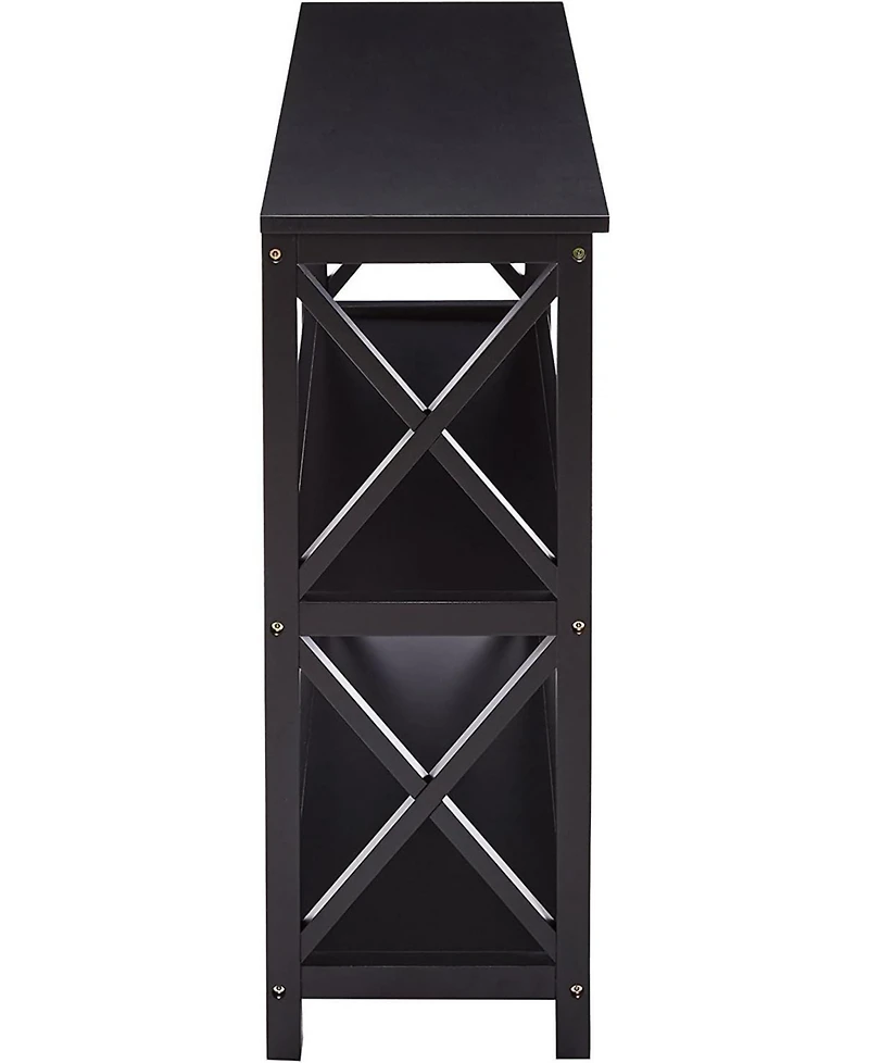 Kings Brand Furniture 3-Tier X-Design Console Entryway Sofa Table With Shelves, Black