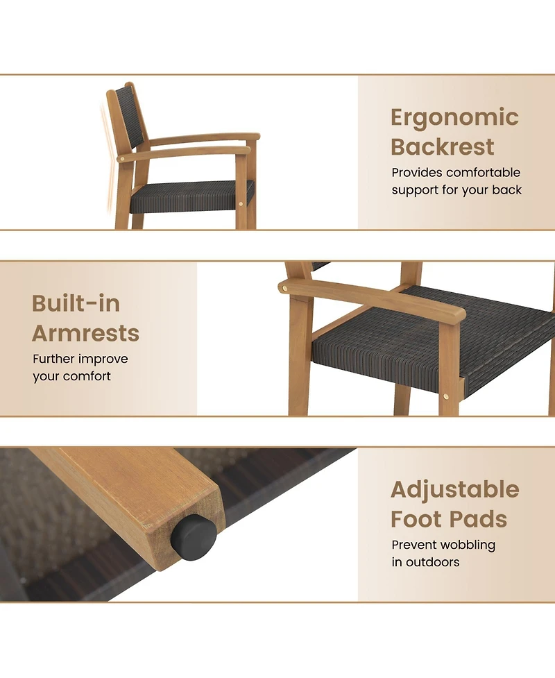 Gouun Set of 2 Stackable Outdoor Wicker Dining Chair