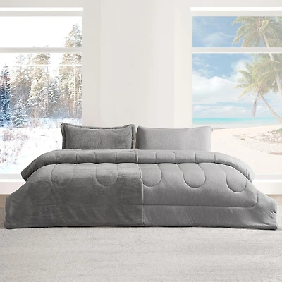 Coma Inducer Opposites Attract Oversized Comforter Set - Plush Chartreux Gray