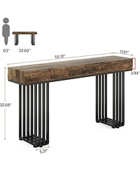 Tribesigns 55-Inch Console Table for Entryway, Industrial Wood Hallway Table with Stylish Metal Frame, Sofa Foyer Table for Living Room, Entrance, Bla