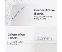 Cariloha Classic 4-Piece Twill Sheet Set | White | Queen | Viscose Material |Extra soft, Cooling for Hot Sleepers, Corner Bands