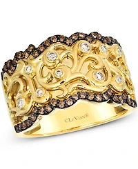 Le Vian Nude Diamond & Chocolate Diamond Filigree Ring (3/8 ct. t.w.) in 14k Honey Gold