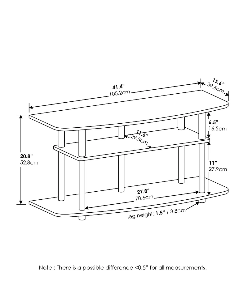 Furinno 3-Tier No Tools Tv Stand Entertainment Center Hold up to 46" Tv