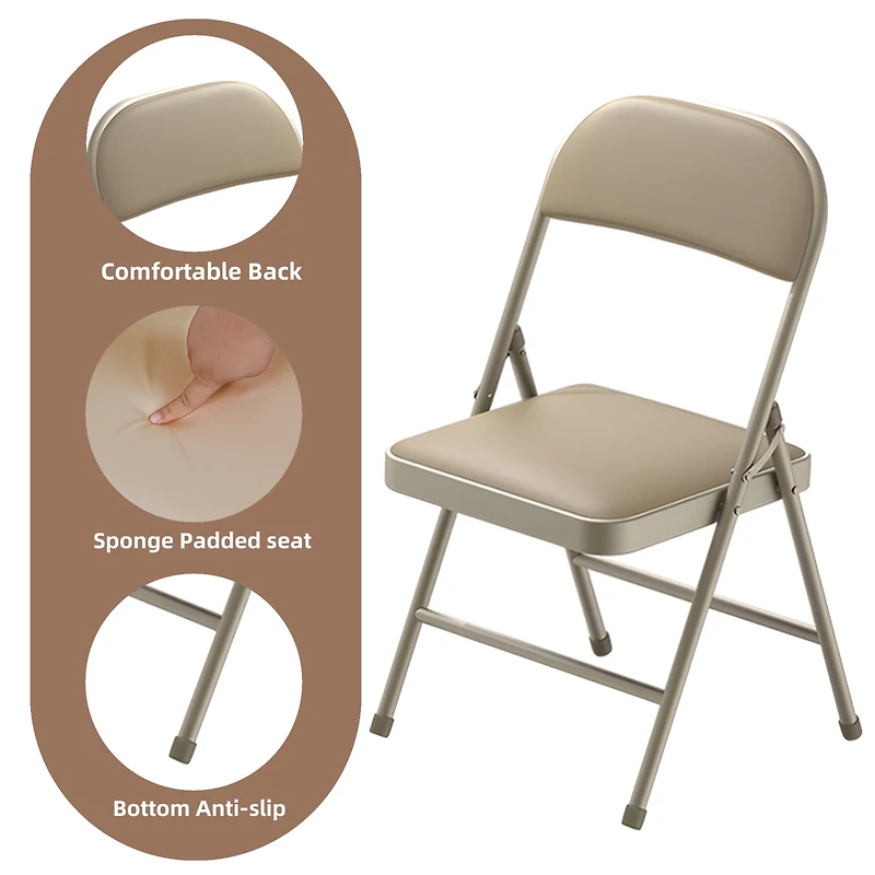 Sugift Outdoor/Indoor Vinyl Padded Folding Dining Chair (Set of 6)