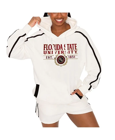 Gameday Couture Women's Cream Florida State Seminoles Down, Set, Go Pullover Hoodie and Shorts Set