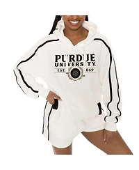 Gameday Couture Women's Cream Purdue Boilermakers Down, Set, Go Pullover Hoodie and Shorts Set
