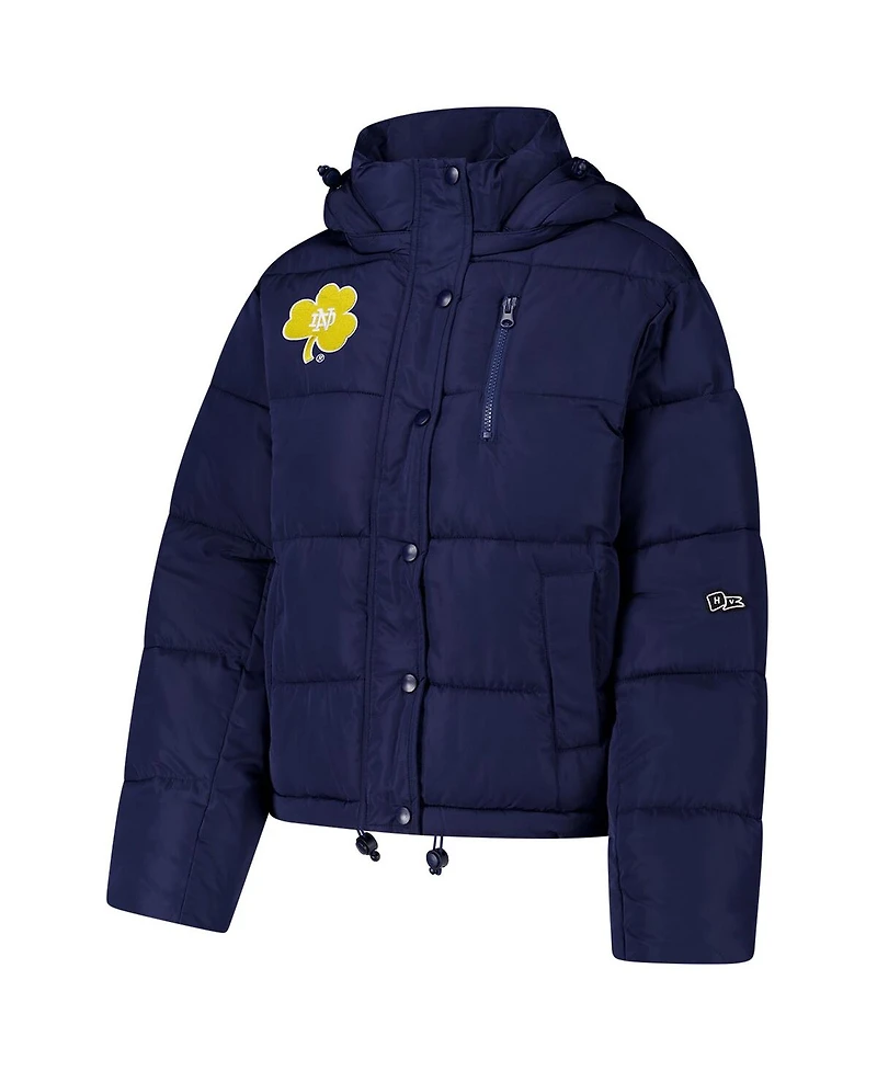 Hype and Vice Women's Navy Notre Dame Fighting Irish Puffer Jacket