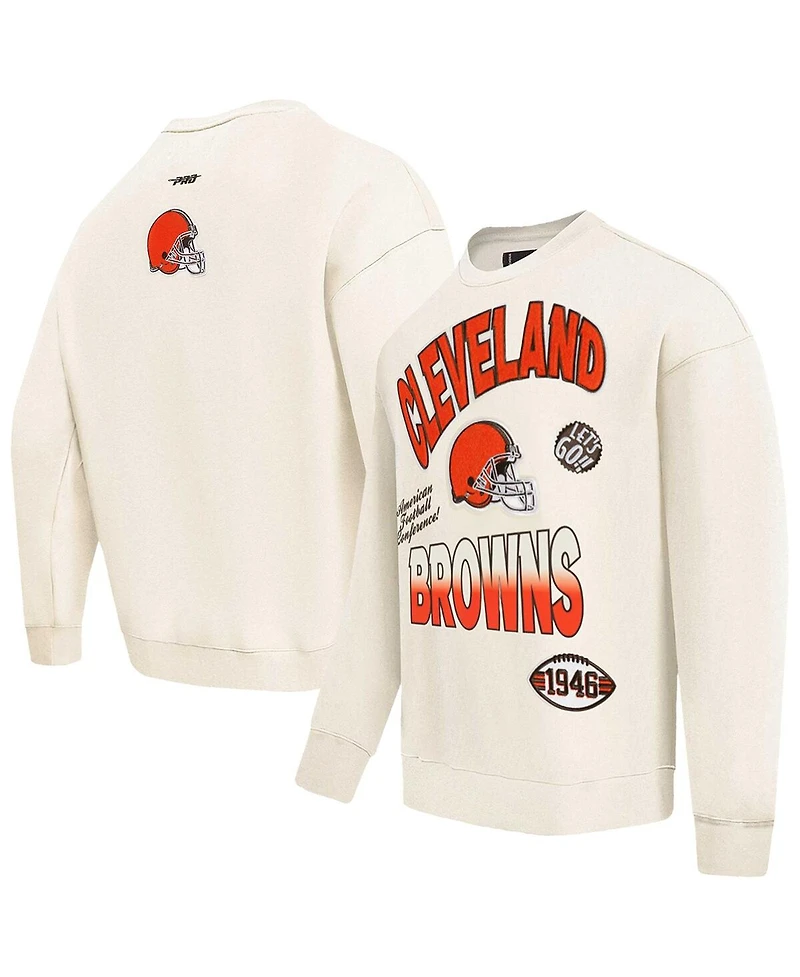 Pro Standard Men's Cream Cleveland Browns Turn It Up Pullover Sweatshirt