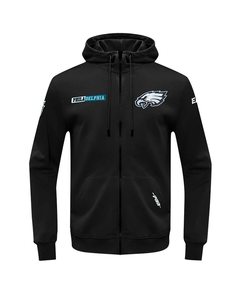 Pro Standard Men's Black Philadelphia Eagles Split Logo Double Knit Full-Zip Hoodie
