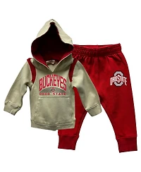 Wes Willy Baby Boys and Girls Ohio State Buckeyes Colorblock Pullover Hoodie Sweatpants Set