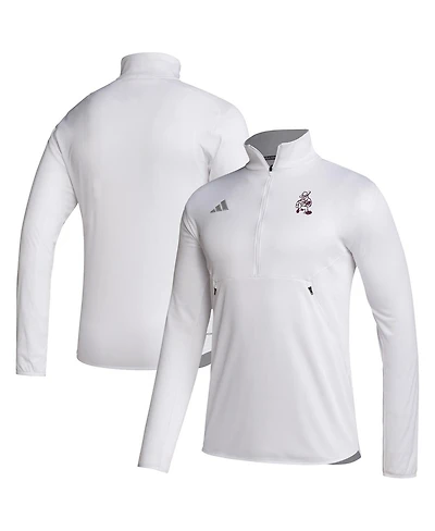 Adidas Men's White Texas A M Aggies Ol' Sarge Sideline Knit Quarter-Zip Pullover Top