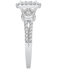 Diamond Cluster Three Stone Three Stone Ring (1 ct. t.w.) in 14k White Gold