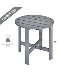 Inolait 18 Inch Patio Round Side Wooden Slat End Coffee Table for Garden