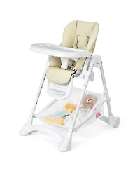 Gouun Baby Convertible Folding Adjustable High Chair with Wheel Tray Storage Basket