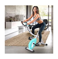 SereneLife Folding Digital Exercise Bike with Pulse Monitor and Resistance Bands