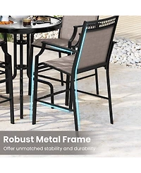 Gouun Outdoor Counter Stools Set of 2 Heavy-Duty Barstools with Footrest and Armrests