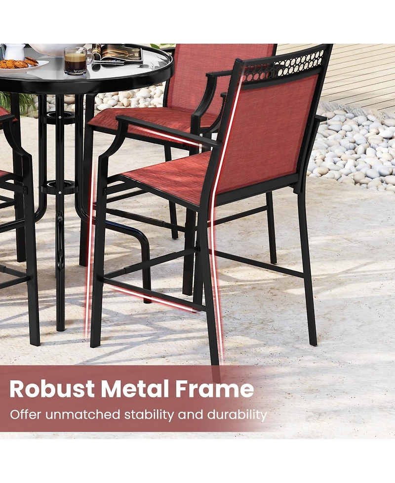 Gouun Outdoor Counter Stools Set of 2 Heavy-Duty Barstools with Footrest and Armrests
