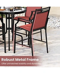 Gouun Outdoor Counter Stools Set of 2 Heavy-Duty Barstools with Footrest and Armrests